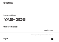 Yamaha YAS-306 - Owners manual 